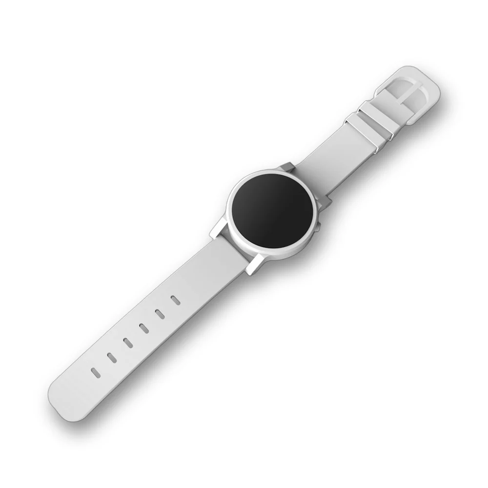 Smartwatch cut out and centred on a pure white square with a soft drop shadow