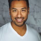 Sample: portrait of a smiling man in a white T-shirt